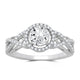 Load image into Gallery viewer, Jewelili Halo Ring with Created White Sapphire in Sterling Silver View 1
