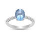 Load image into Gallery viewer, Jewelili Sterling Silver Oval Cut Aquamarine and Round Created White Sapphire Engagement Ring
