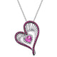 Load image into Gallery viewer, Jewelili Sterling Silver with Heart Shape Created Ruby and Round Created Pink Sapphire Heart Pendant Necklace
