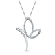 Load image into Gallery viewer, Jewelili Butterfly Pendant Necklace Diamond Accent Jewelry in Sterling Silver - View 1
