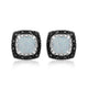 Load image into Gallery viewer, Jewelili Sterling Silver Cushion Created Opal with Black and White Diamonds Stud Earrings
