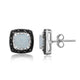 Load image into Gallery viewer, Jewelili Sterling Silver Cushion Created Opal with Black and White Diamonds Stud Earrings
