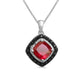 Load image into Gallery viewer, Jewelili Sterling Silver With Created Ruby and Treated Black Diamonds and White Diamonds Pendant Necklace
