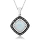 Load image into Gallery viewer, Jewelili Sterling Silver With Created Opal and Black White Diamonds Pendant Necklace
