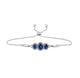Load image into Gallery viewer, Jewelili Sterling Silver with 8x6MM 7x5MM and 6x5MM Oval Shape Created Ceylon Sapphire with Baguette and Round Created White Sapphire Bolo Bracelet Dangle Earrings and Pendant Necklace, 18&quot; Box Chain
