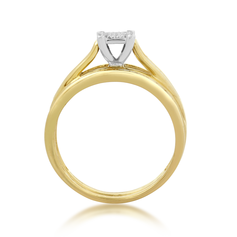 Jewelili Bridal Ring with Square Center Natural White Round Diamonds in 10K Yellow Gold 1/6 CTTW View 5