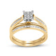 Load image into Gallery viewer, Jewelili Bridal Ring with Square Center Natural White Round Diamonds in 10K Yellow Gold 1/6 CTTW View 1
