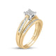 Load image into Gallery viewer, Jewelili Bridal Ring with Square Center Natural White Round Diamonds in 10K Yellow Gold 1/6 CTTW View 4
