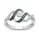 Load image into Gallery viewer, Jewelili Sterling Silver With 1/4 CTTW Treated Blue Diamonds and Natural White Diamonds Engagement Ring
