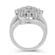 Load image into Gallery viewer, Jewelili Cluster Ring with Natural White Round and Baguette Diamonds in Sterling Silver 1.00 CTTW View 3
