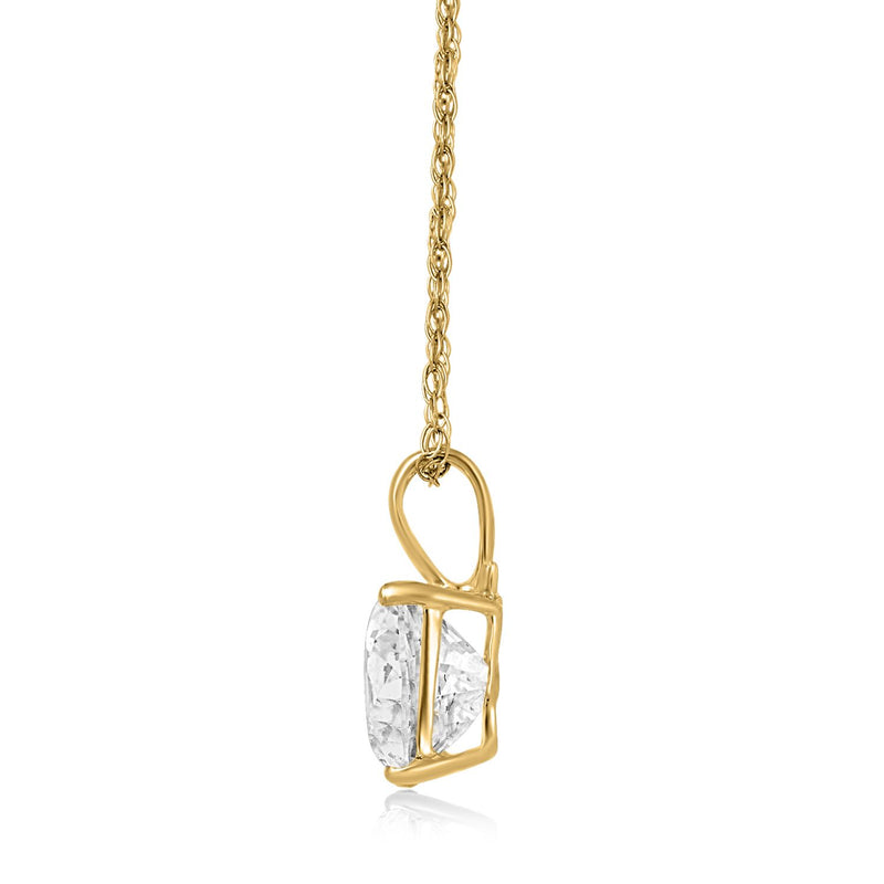 Jewelili 10K Yellow Gold With Cubic Zirconia Solitaire Pendant Necklace