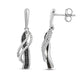 Load image into Gallery viewer, Jewelili Dangle Earrings with Treated Black and White Natural Diamond in Sterling Silver 1/5 CTTW View 3
