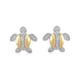 Load image into Gallery viewer, Jewelili Yellow Gold Over Sterling Silver With Natural White Diamond Accent Tortoise Stud Earrings
