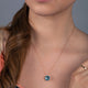 Load image into Gallery viewer, Jewelili 10K Yellow Gold With Round Swiss Blue Topaz and Created White Sapphire Halo Pendant Necklace
