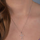 Load image into Gallery viewer, Jewelili 10K White Gold With 1/4 CTTW Natural White Diamonds Cross Pendant Necklace
