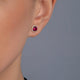Load image into Gallery viewer, Jewelili 10K Yellow Gold with Round Created Ruby and Created White Sapphire Stud Earrings
