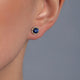Load image into Gallery viewer, Jewelili 10K Yellow Gold with Round Created Blue Sapphire and White Sapphire Stud Earrings
