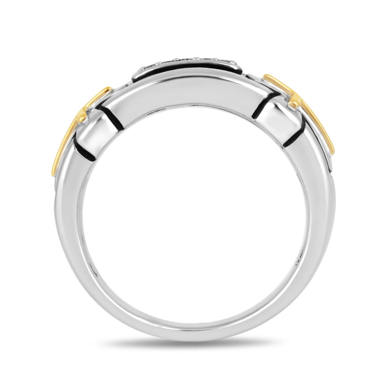 Jewelili Ring with White Round Diamonds in 14K Yellow Gold over Sterling Silver 1/10 CTTW View 2