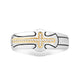 Load image into Gallery viewer, Jewelili Cross Ring with Natural White Round Diamonds in 14K Yellow Gold over Sterling Silver 1/10 CTTW View 1
