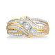 Load image into Gallery viewer, Jewelili 3 Stone Engagement Ring with Baguette and Round Natural White Diamonds in 10K Yellow Gold 1/2 CTTW View 2
