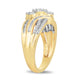 Load image into Gallery viewer, Jewelili 3 Stone Engagement Ring with Baguette and Round Natural White Diamonds in 10K Yellow Gold 1/2 CTTW View 4
