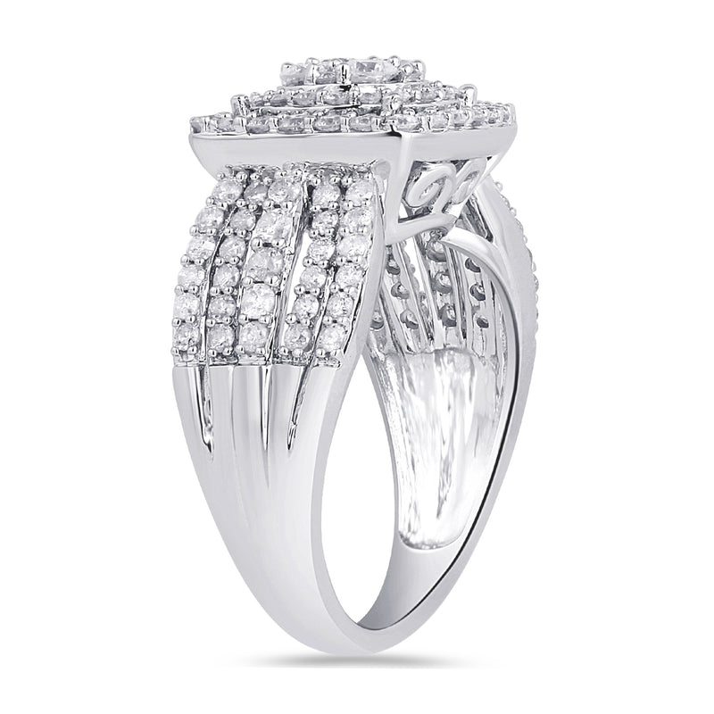 Jewelili Engagement Ring with Natural Round White Diamonds in 10K White Gold 1 CTTW View 4