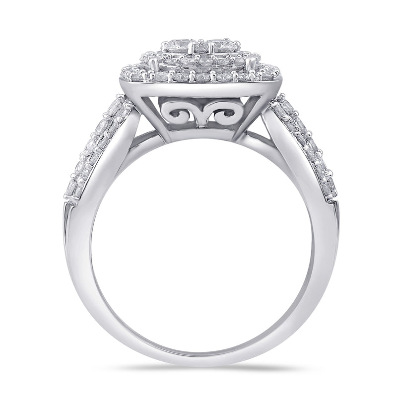 Jewelili Engagement Ring with Natural Round White Diamonds in 10K White Gold 1 CTTW View 3