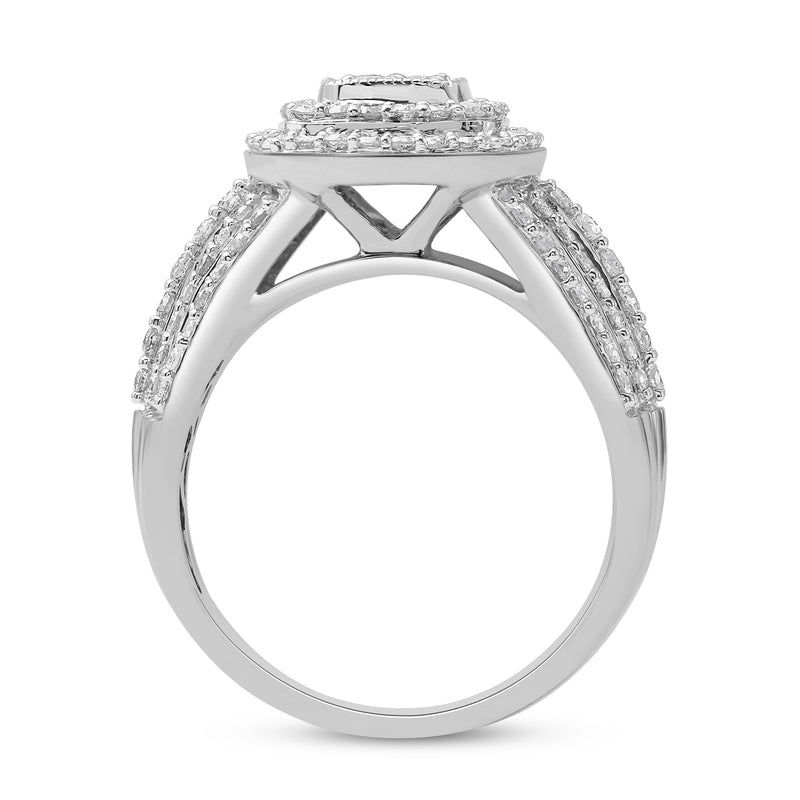 Jewelili Engagement Ring with Natural White Diamonds in 10K White Gold 1.00 CTTW View 3