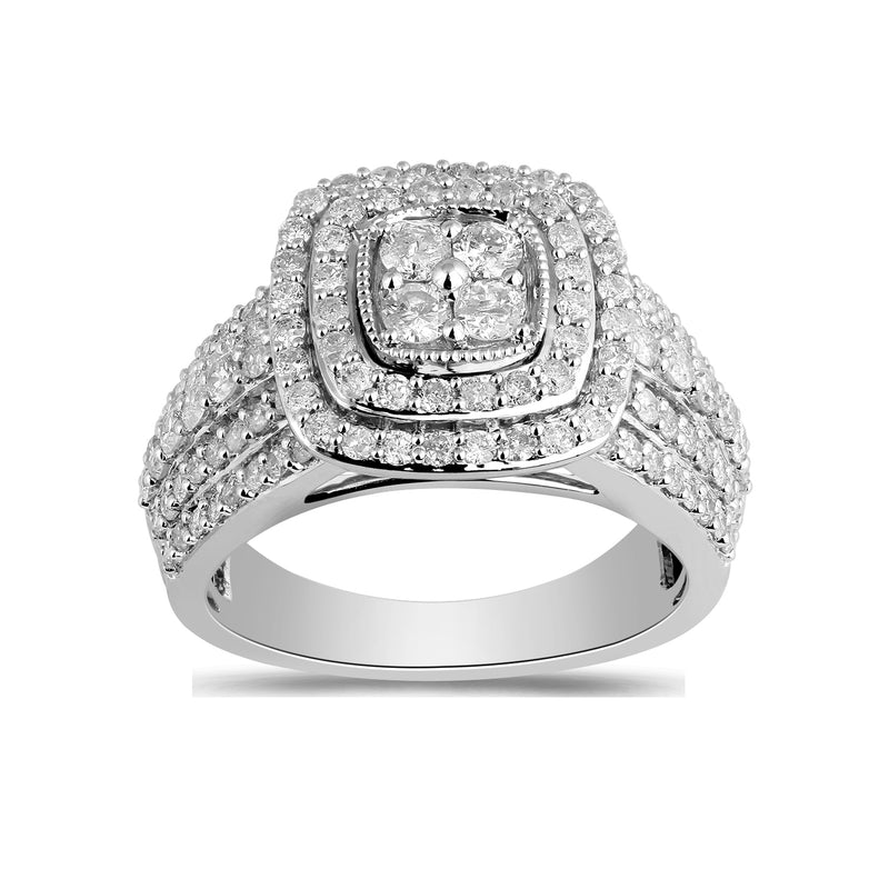 Jewelili Engagement Ring with Natural White Diamonds in 10K White Gold 1.00 CTTW View 1