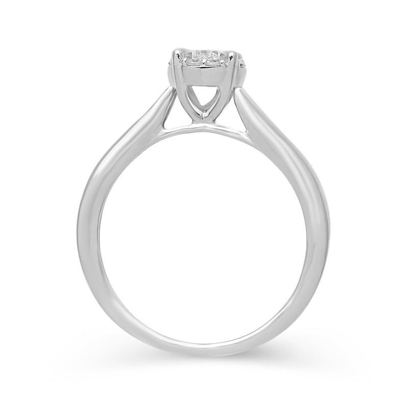 Jewelili Ring with Natural White Round Diamonds in 10K White Gold With 1/8 CTTW View 2