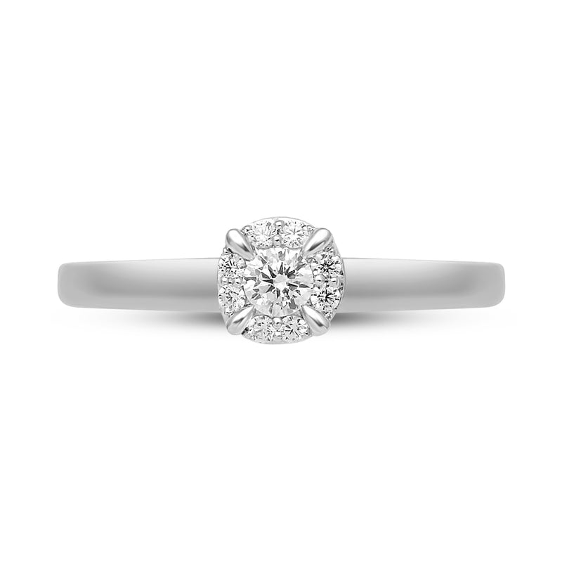 Jewelili Ring with Natural White Round Diamonds in 10K White Gold With 1/8 CTTW View 1