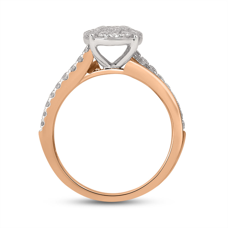 Jewelili Ring with Natural White Diamonds in 14K Rose Gold 3/4 CTTW View 4