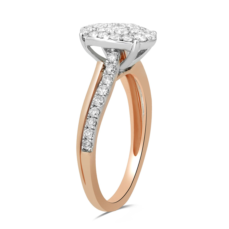 Jewelili Ring with Natural White Diamonds in 14K Rose Gold 3/4 CTTW View 3