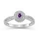 Load image into Gallery viewer, Jewelili Halo Engagement Ring with Round Shape Natural Diamonds and Amethyst in Sterling Silver 1/3 CTTW View 1
