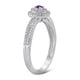 Load image into Gallery viewer, Jewelili Halo Engagement Ring with Round Shape Natural Diamonds and Amethyst in Sterling Silver 1/3 CTTW View 2
