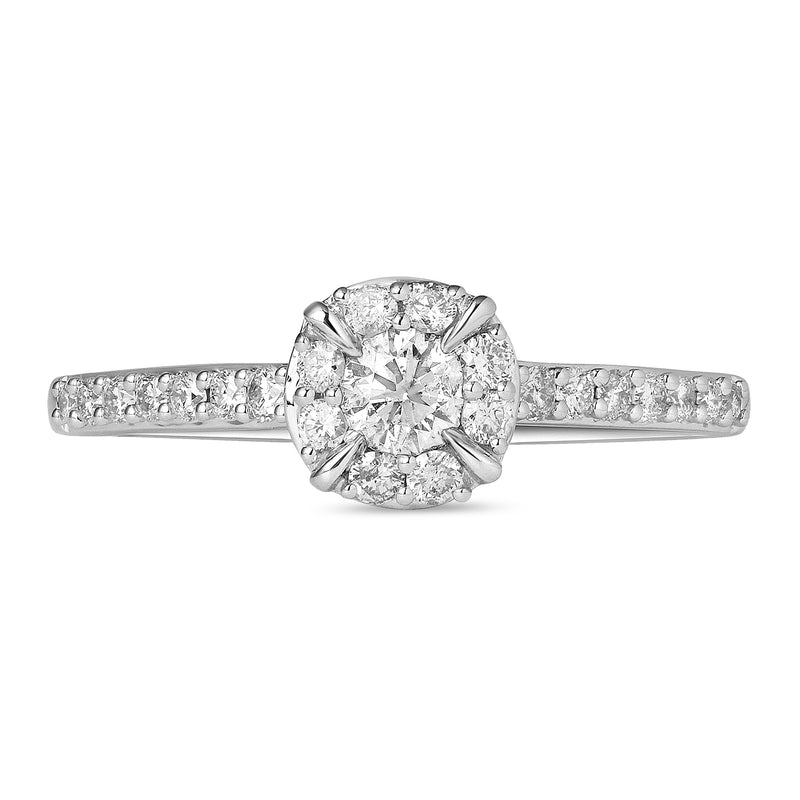 Jewelili Bridal Ring with Round Natural White Diamonds in 10K White Gold 1/2 CTTW View 2