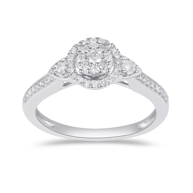 Jewelili Ring with Natural White Round Diamonds in 10K White Gold 1/4 CTTW View 1
