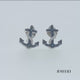Load and play video in Gallery viewer, Jewelili Sterling Silver With Treated Blue and White Natural Diamonds Anchor Stud Earrings
