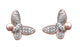 Load image into Gallery viewer, Jewelili Butterfly Stud Earrings with Round Natural White Diamonds in 14K Rose Gold over Sterling Silver View 1
