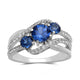 Load image into Gallery viewer, Jewelili Bypass 3-Stone Ring with Round Created Blue Sapphire and Created White Sapphire in Sterling Silver View 1
