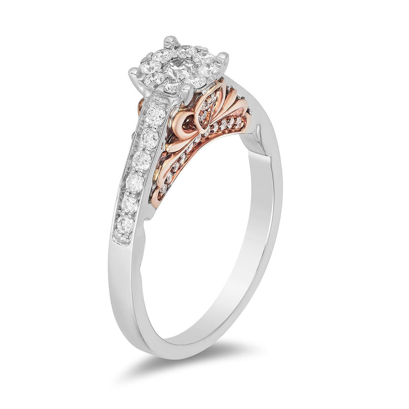 Enchanted Disney Fine Jewelry 14K White and Rose Gold with 5/8 cttw Majestic Princess Engagement Ring