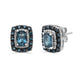 Load image into Gallery viewer, Jewelili Sterling Silver with 1/3 CTTW  Round Blue and White Diamonds and Cushion Blue Topaz Diamonds Earrings

