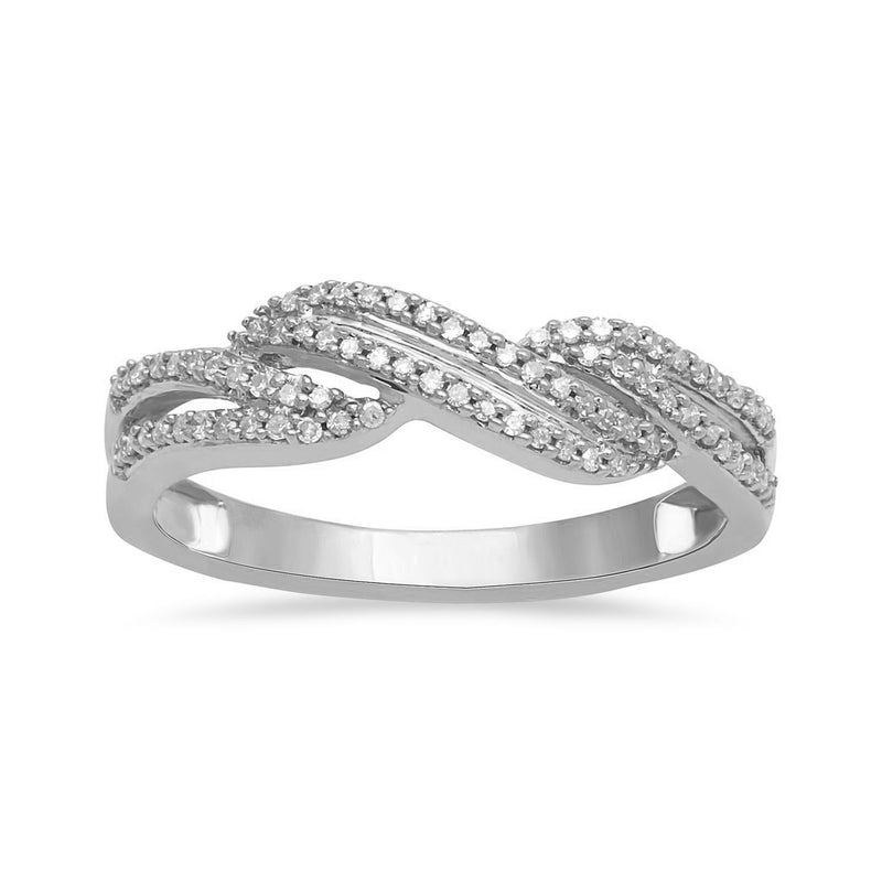 Jewelili Ring with White Round Diamonds in 10K White Gold 1/6 CTTW View 1