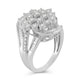 Load image into Gallery viewer, Jewelili Cluster Ring with Natural White Round and Baguette Diamonds in Sterling Silver 1.00 CTTW View 4
