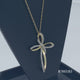 Load and play video in Gallery viewer, Jewelili 10K Yellow Gold With 1/5 CTTW Natural White Diamonds Cross Pendant Necklace
