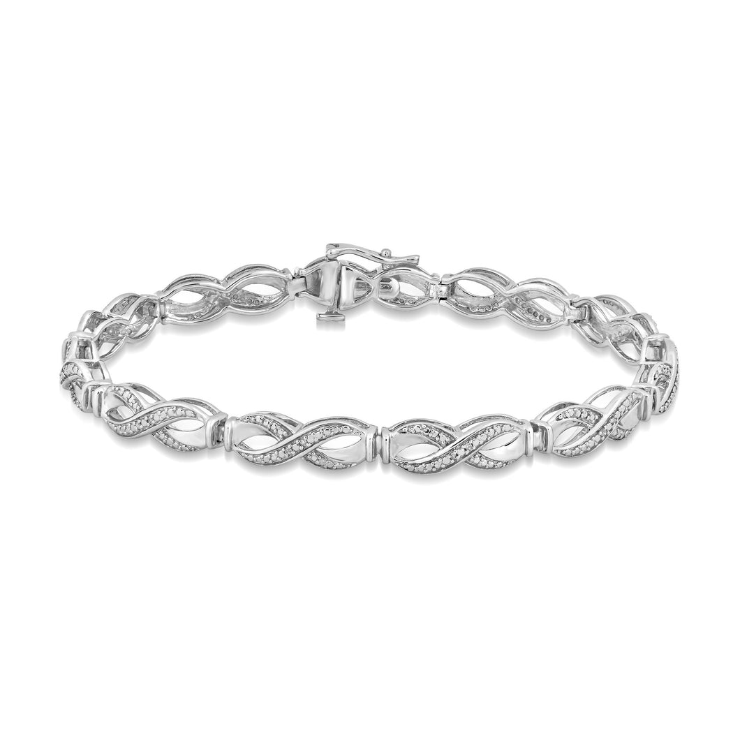 Jewelili Diamond Infinity Bracelet Natural Diamond in Sterling Silver, 7.25