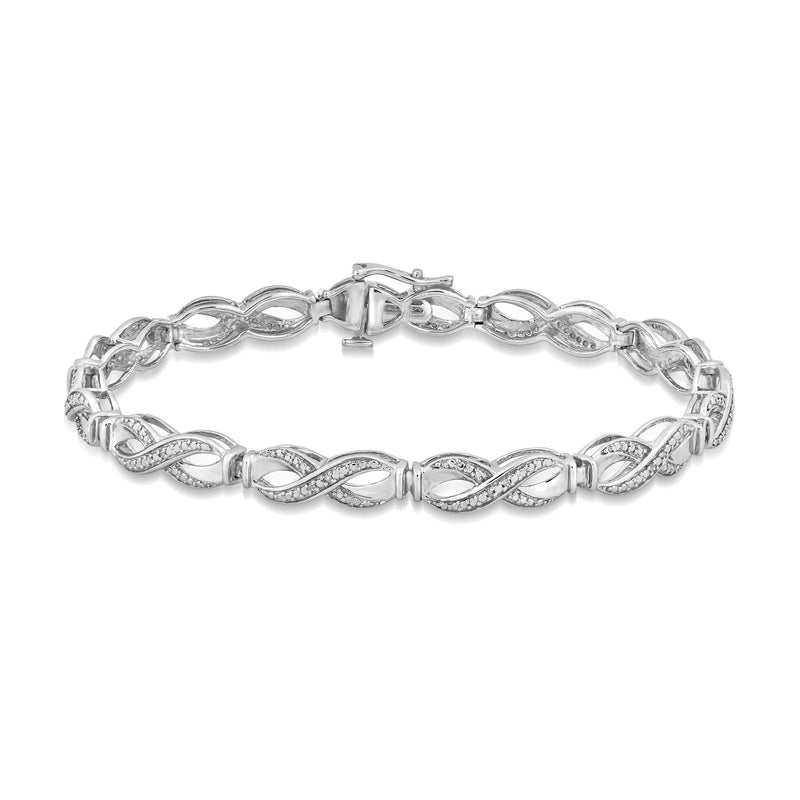 Jewelili Diamond Infinity Bracelet Natural Diamond in Sterling Silver, 7.25"