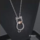 Load and play video in Gallery viewer, Jewelili Sterling Silver and 10K Rose Gold With Natural White Diamond Cat Heart Shape Pendant Necklace
