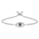 Load image into Gallery viewer, Jewelili Evil Eye Bolo Bracelet with Blue and White Diamonds in Sterling Silver 1/10 CTTW
