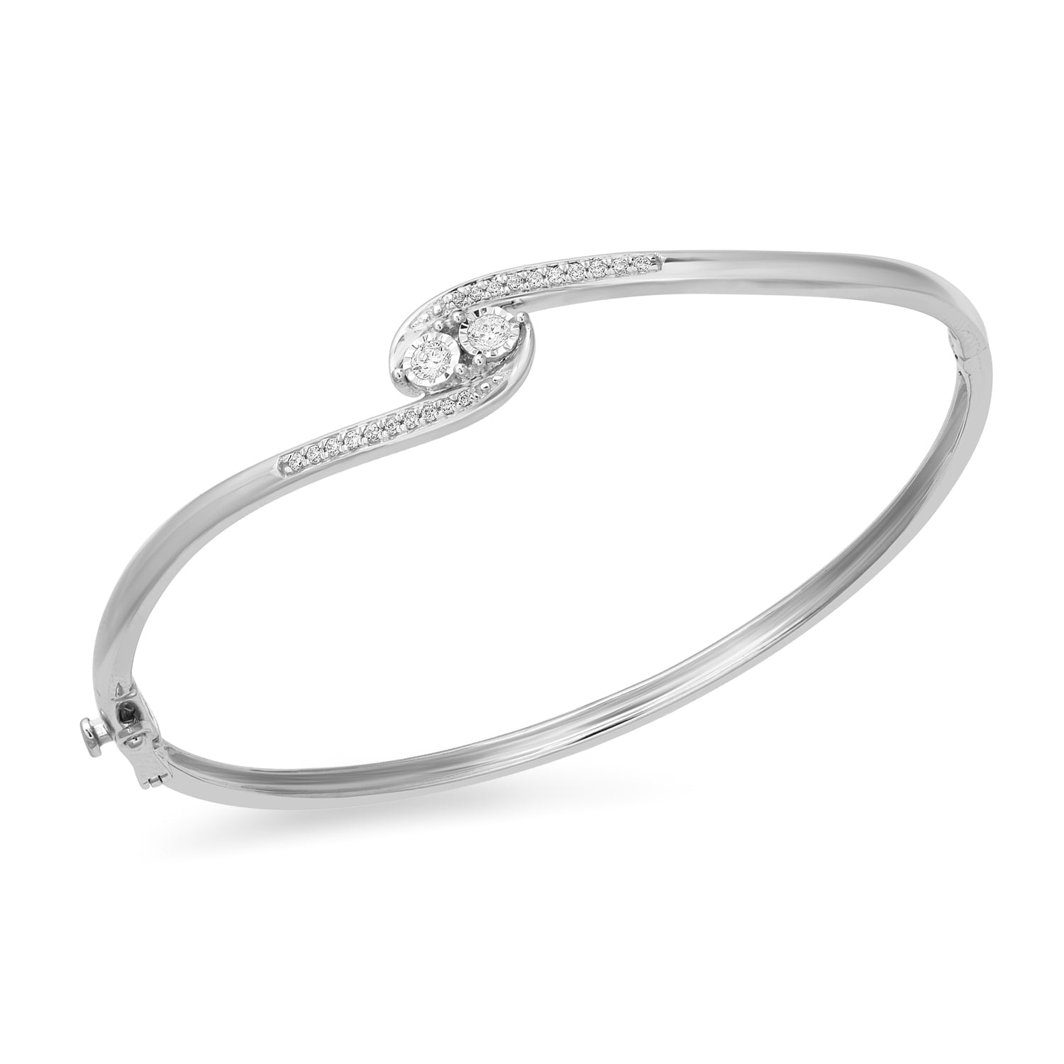 Jewelili White Diamond Bracelet in Sterling Silver Jewelry 1/2